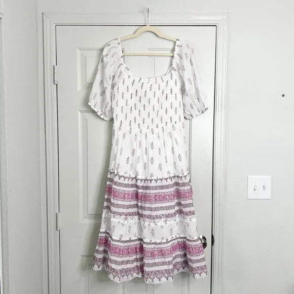 Wonderly Tie Back Smocked Midi Dress - Picture 2 of 8
